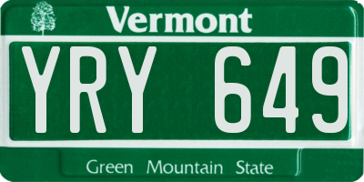 VT license plate YRY649
