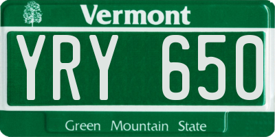 VT license plate YRY650