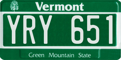 VT license plate YRY651