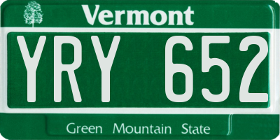 VT license plate YRY652