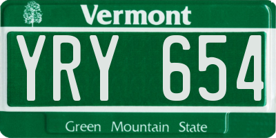 VT license plate YRY654