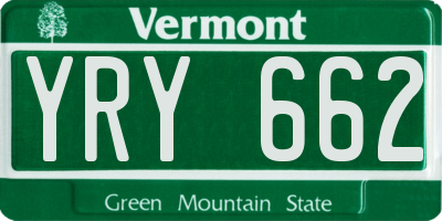 VT license plate YRY662