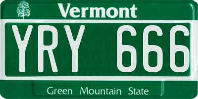 VT license plate YRY666