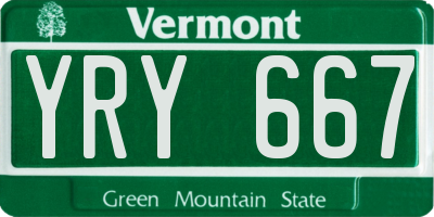 VT license plate YRY667