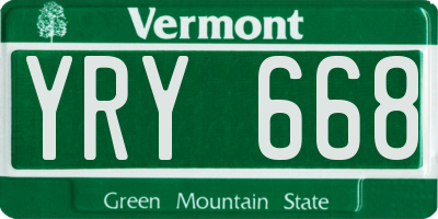 VT license plate YRY668