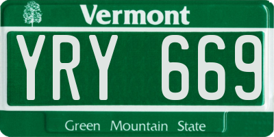 VT license plate YRY669