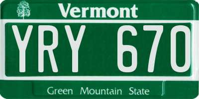 VT license plate YRY670