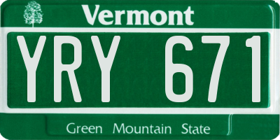 VT license plate YRY671