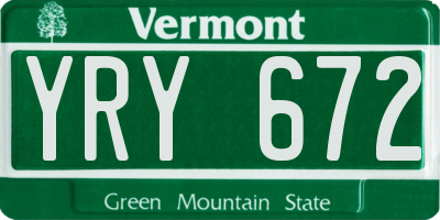 VT license plate YRY672