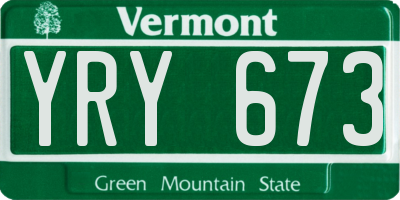VT license plate YRY673