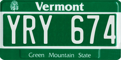 VT license plate YRY674