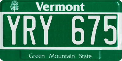 VT license plate YRY675