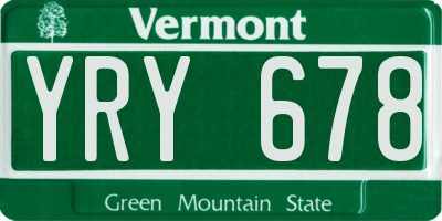 VT license plate YRY678