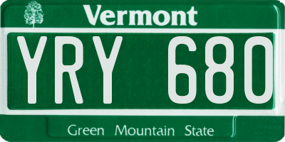 VT license plate YRY680