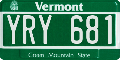VT license plate YRY681