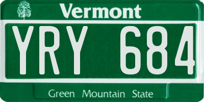 VT license plate YRY684