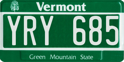 VT license plate YRY685