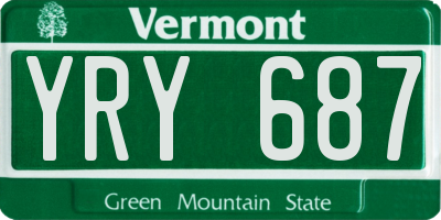 VT license plate YRY687