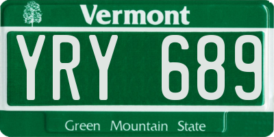 VT license plate YRY689