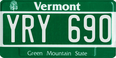 VT license plate YRY690