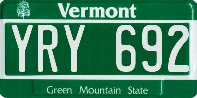 VT license plate YRY692