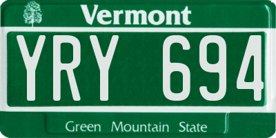 VT license plate YRY694