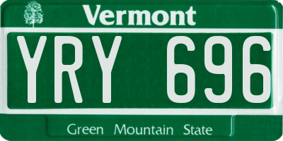 VT license plate YRY696