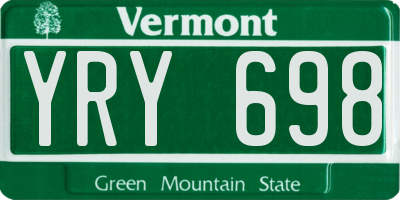 VT license plate YRY698
