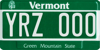 VT license plate YRZ000