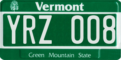 VT license plate YRZ008