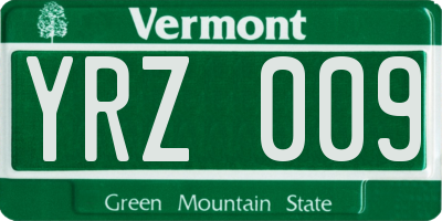 VT license plate YRZ009