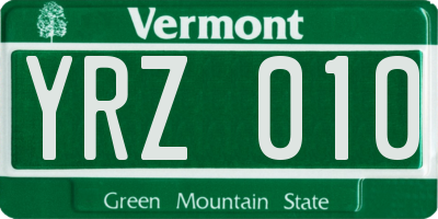 VT license plate YRZ010