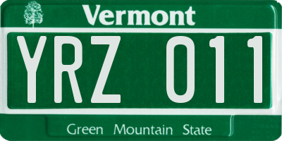 VT license plate YRZ011