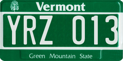 VT license plate YRZ013