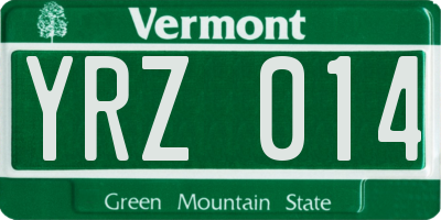 VT license plate YRZ014