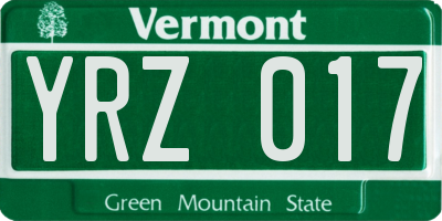 VT license plate YRZ017