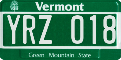 VT license plate YRZ018