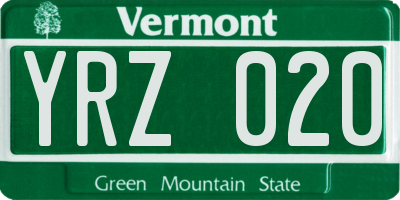 VT license plate YRZ020