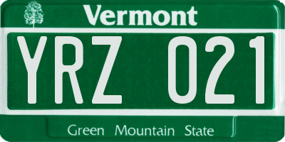 VT license plate YRZ021