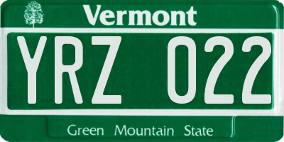 VT license plate YRZ022