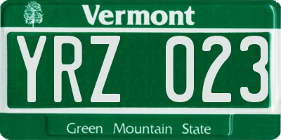 VT license plate YRZ023