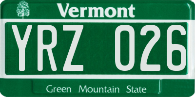 VT license plate YRZ026