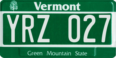 VT license plate YRZ027