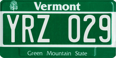 VT license plate YRZ029