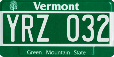 VT license plate YRZ032