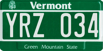 VT license plate YRZ034