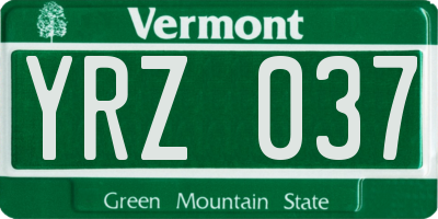 VT license plate YRZ037