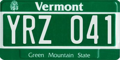 VT license plate YRZ041