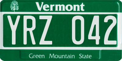 VT license plate YRZ042