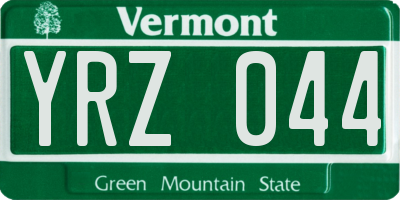 VT license plate YRZ044